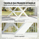 Set 7 Pezzi Pranzo per Esterno Tavolo con 6 Sedie Impilabili Telaio in Alluminio Teak      