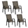 Lot de 4 chaises de jardin en métal et tissu marron