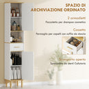 Mobile a Colonna Bagno Canettato 31,5x29,7x171,5 cm con Cassetto e Ripiani Regolabili in Legno Bianco      