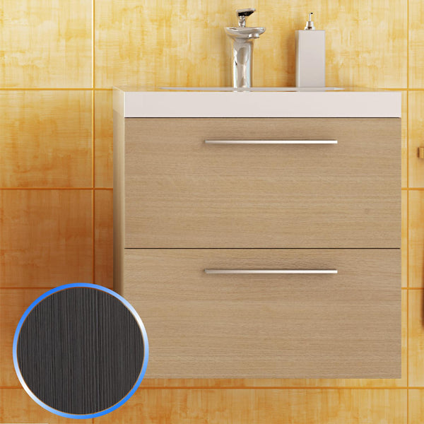 Meuble de Salle de Bain Suspendu en Bois de Chêne Brossé 53cm Fosterberg Porto 6 sconto