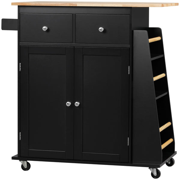 Carrello da Cucina con Armadietto 2 Cassetti e Portaspezie 89x45x89,5 cm in Legno Nero sconto