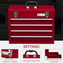 Cassetta Porta Attrezzi 51x22x39,5 cm con 4 Cassetti Vassoio Superiore a Doppia Serratura in Acciaio Rosso      