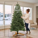 Albero di Natale Artificiale Ø130x210 cm con 1161 Rami e Base Pieghevole in Legno e Metallo Verde      