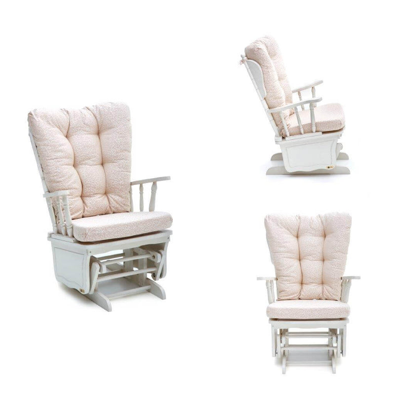 Poltrona a Dondolo in Tessuto e Legno Dallas Avorio Bianco