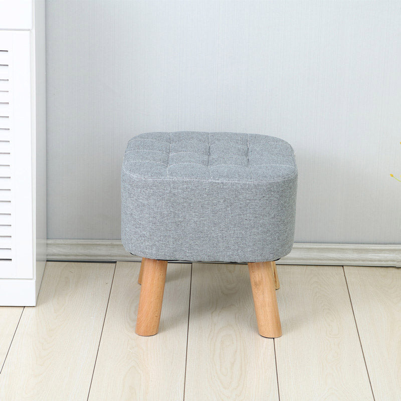 Pouf in Tessuto e Legno Massello 40x40x40H cm Fumer Ruben Grigio