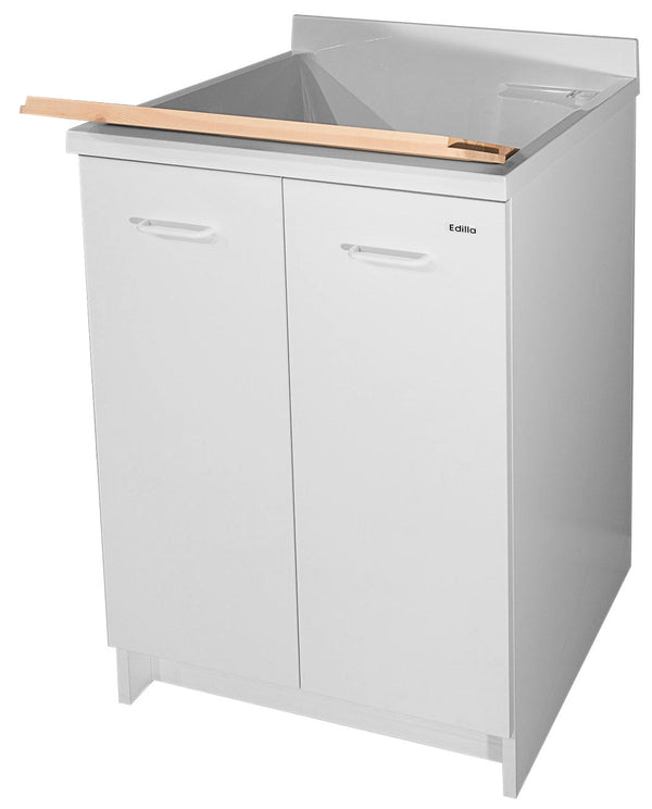 sconto Meuble pour Lavabo 60x60x85cm 2 Portes Planche en Bois Montegrappa Edilla Blanc avec Panier