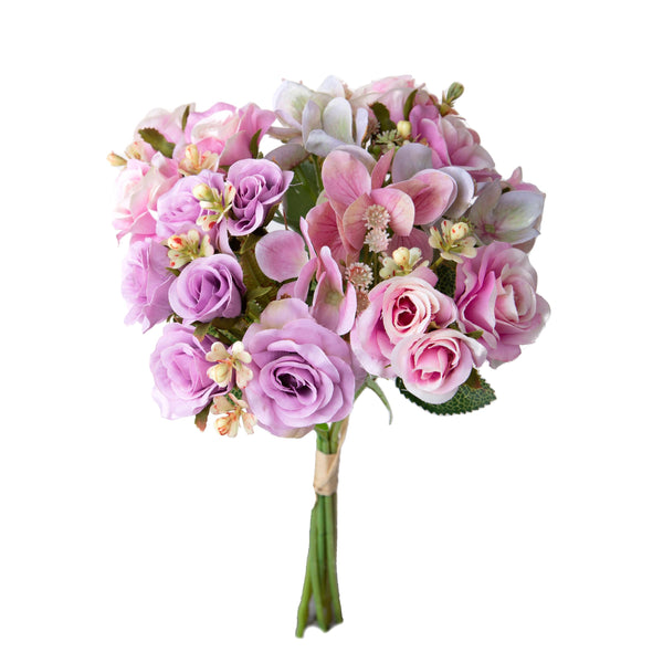 Set 4 Bouquet Artificiali Rose Ortenzie 36 cm sconto