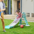 Scivolo per Bambini Pieghevole con Canestro Basket 140x87x75 cm Blu e Grigio  