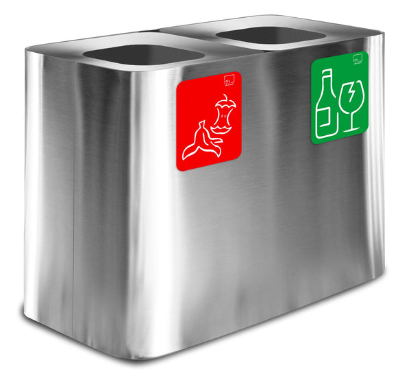 Pattumiera Sistema di Raccolta Rifiuti 77x38xh50 cm In Acciaio Inox 2 Scomparti Argento sconto