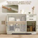 Mobile Cucina 120x38x79 cm con 2 Cassetti e 3 Armadietti Ripiani Regolabili in MDF Crema      