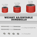 Set Manubri Palestra con Pesi da 40 kg 45x26x26 cm in Metallo e Sabbia di Ferro Rossa