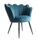 Poltrona a Conchiglia 66x61x76 cm in Tessuto Vellultato Nero/Blu