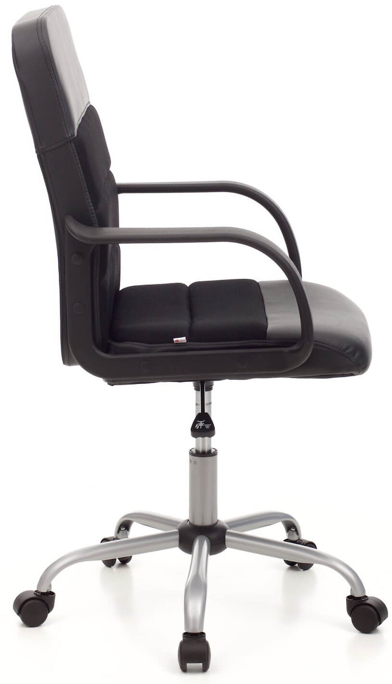 Sedia da Ufficio Operativa in Similpelle e Tessuto Soft Nera