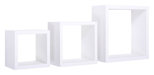 Set 3 Mensole da Parete Cubo in Fibra di Legno Rubic Bianco prezzo