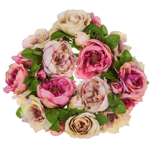 Lot de 2 couronnes artificielles avec roses largeur 30,5 cm sconto