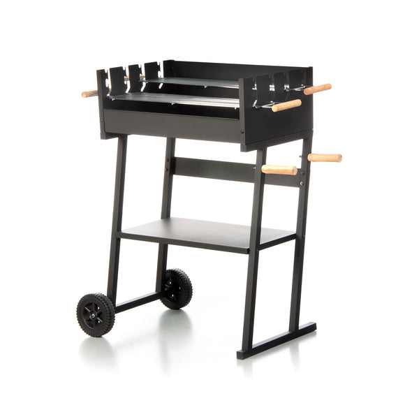 acquista Barbecue a Carbonella 83x49x90 cm 2 Griglie di Cottura e Struttura con Ruote in Acciaio Nero