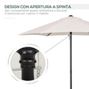 Ombrellone da Giardino Rotondo Ø196x204 cm in Alluminio e Poliestere Crema    