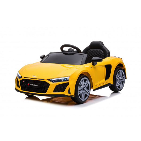online Macchina Elettrica per Bambini 12V Licenza Ufficiale Audi R8 New Spyder con Telecomando e Sedile in pelle Giallo