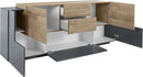 Credenza 5 Ante e 2 Cassetti 220x45x86 cm Coro Grigio Antracite Opaco/Rovere Wotan  