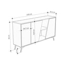 Madia Moderna Credenza Fiona 150x36x82 cm Design Anta Obliqua Grigio Retrò e Zaffiro di Quercia      