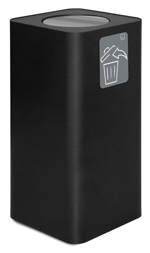 Poubelle de collecte 38x38xh80 cm en acier peint avec couvercle basculant noir sconto