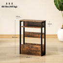 Tavolino da Soggiorno Laterale 46x18x58,5 cm in Stile Industriale 2 Ripiani in Legno e Metallo Marrone