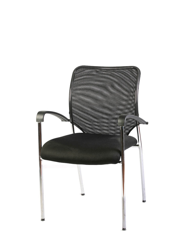 sconto Chaise d'attente de bureau chromée noire en tissu respirant Tosini W 1008G K