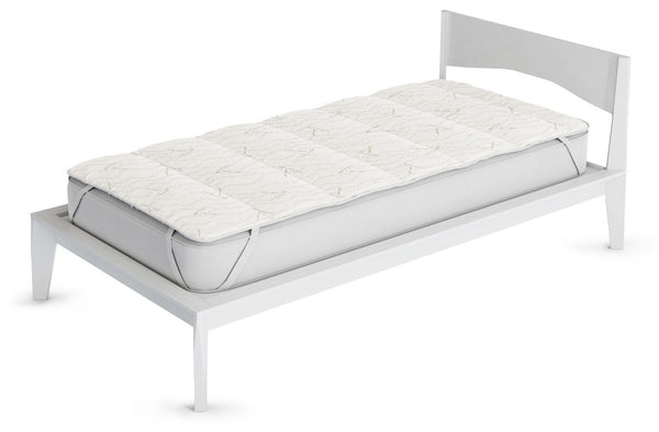 Surmatelas matelassé rembourré en fibre de lin avec élastiques gris clair Différentes tailles sconto