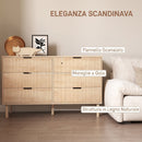 Cassettiera 6 Cassetti Stile Nordico 120x39,5x75 cm in Legno Rovere      