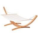 Amaca da Giardino 392x120x102 cm con Supporto in Legno di Pino e Cotone Bianca