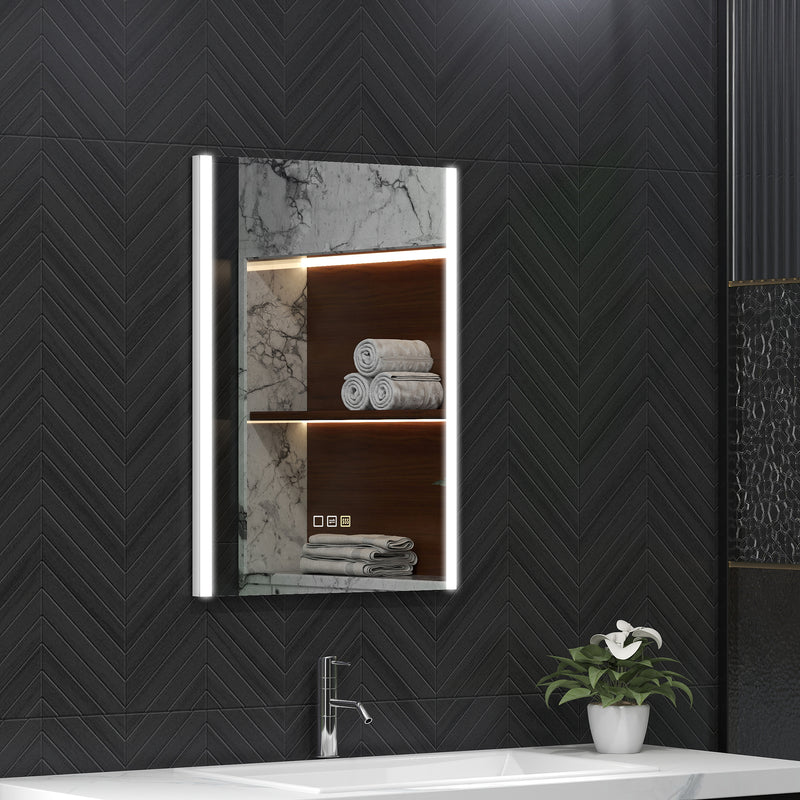 Specchio Bagno da Parete con Luce LED a 3 Colori 70x50x3 cm in Vetro Temperato Argento  