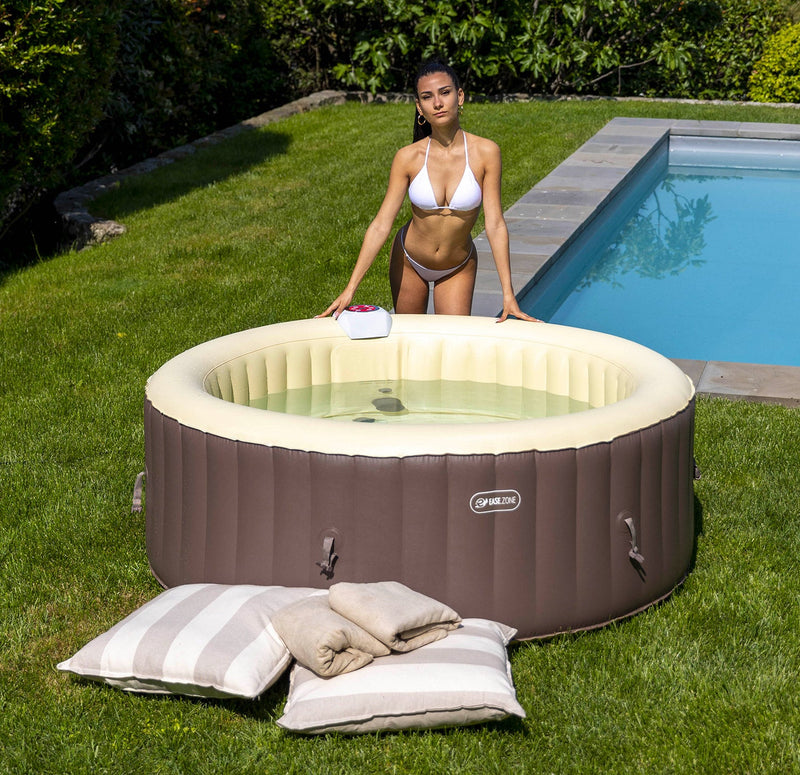 Vasca Idromassaggio da Esterno Gonfiabile Riscaldata 2-4 Posti Ø180x65 cm Ease.Zone Marrone
