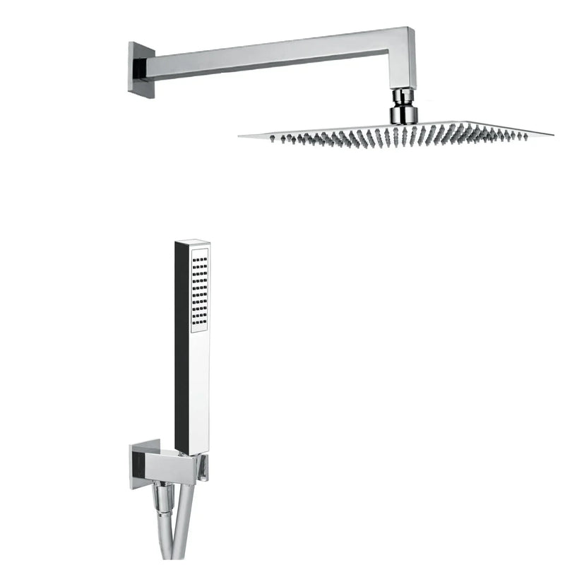Kit Soffione Doccia Quadrato 25x25 cm in Acciaio Inox Rondò 25