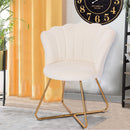 Sedia Relax con Schienale e Seduta in Velluto Beige Struttura Metallo