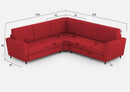 Divano Angolare 5 Posti 228x228x85 cm Yasel in Tessuto Rosso
