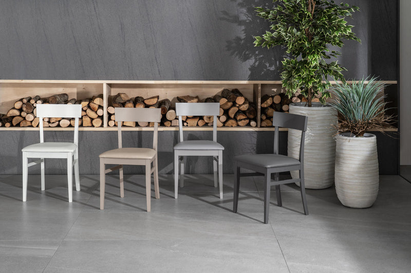 Set 2 Sedie 44x45xH82 cm in Legno Laccato Monaco Tortora