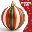 Box 16 Palline di Natale per Albero Sfere Natalizie Bianco Rosso e Verde da 8 cm
