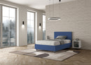 Letto 1 Piazza E Mezzo Testata Liscia Imbottito in Similpelle Adele Blu Varie Misure