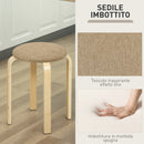 Set 4 Sgabelli con Seduta Imbottita Rotondi e Impilabili Ø40x45 cm in Legno Cachi  