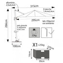 Ombrellone da Giardino Saturno Decentrato 3x3m in Alluminio Bianco Telo Grigio