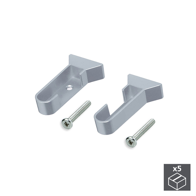 Supporto per Bastone Appendiabiti Plastica Grigio Metallizzato 5 Pezzi Emuca