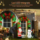 Arco Natalizio Gonfiabile H244 cm con Luci LED Babbo Natale e Pupazzo di Neve per Esterno 