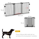 Cancelletto di Sicurezza Pieghevole per Animali Domestici 202,5x2x76 cm in Acciaio Nero