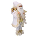 Pupazzo Babbo Natale in Tessuto con regali e lista bianco oro cm 24x12xh45