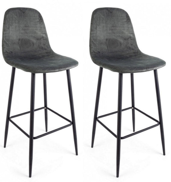 Lot de 2 tabourets 46x39x103 cm Irelia en velours gris foncé online