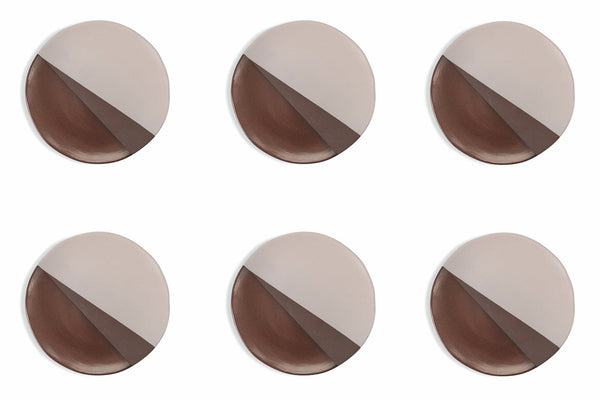 acquista Set de 6 assiettes plates Ø27,5x2,5 cm en Gres VdE Tivoli 1996 Officina Blanc et Marron