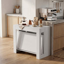Tavolo Consolle Allungabile e Convertibile per 10 Persone 96-240x90x78 cm Rivestimento in Melamina Bianco      