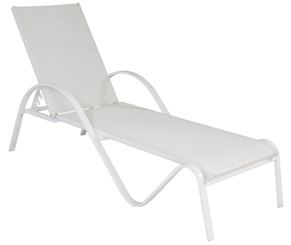 Transat de Jardin 202x64x53 cm Structure en Aluminium et Textilène Ivoire acquista