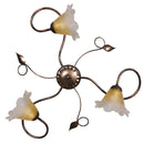 Plafoniera 3xE14 Montatura Marrone Rame Vetro Satinato Sfumato Ambra E-Energy Melania