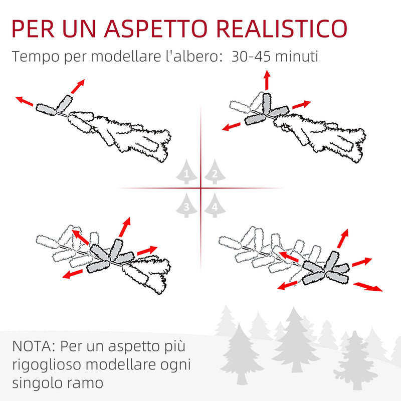 Albero di Natale Artificiale 180 cm 1050 Rami Apertura a Cerniera Verde 